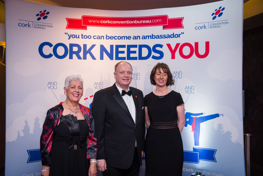 Anne Cahill, Seamus Heaney and Evelyn O'Sullivan of Cork Convention Bureau at the Cork Convention Bureau Ambassador Awards 2017. Photo: Joleen Cronin